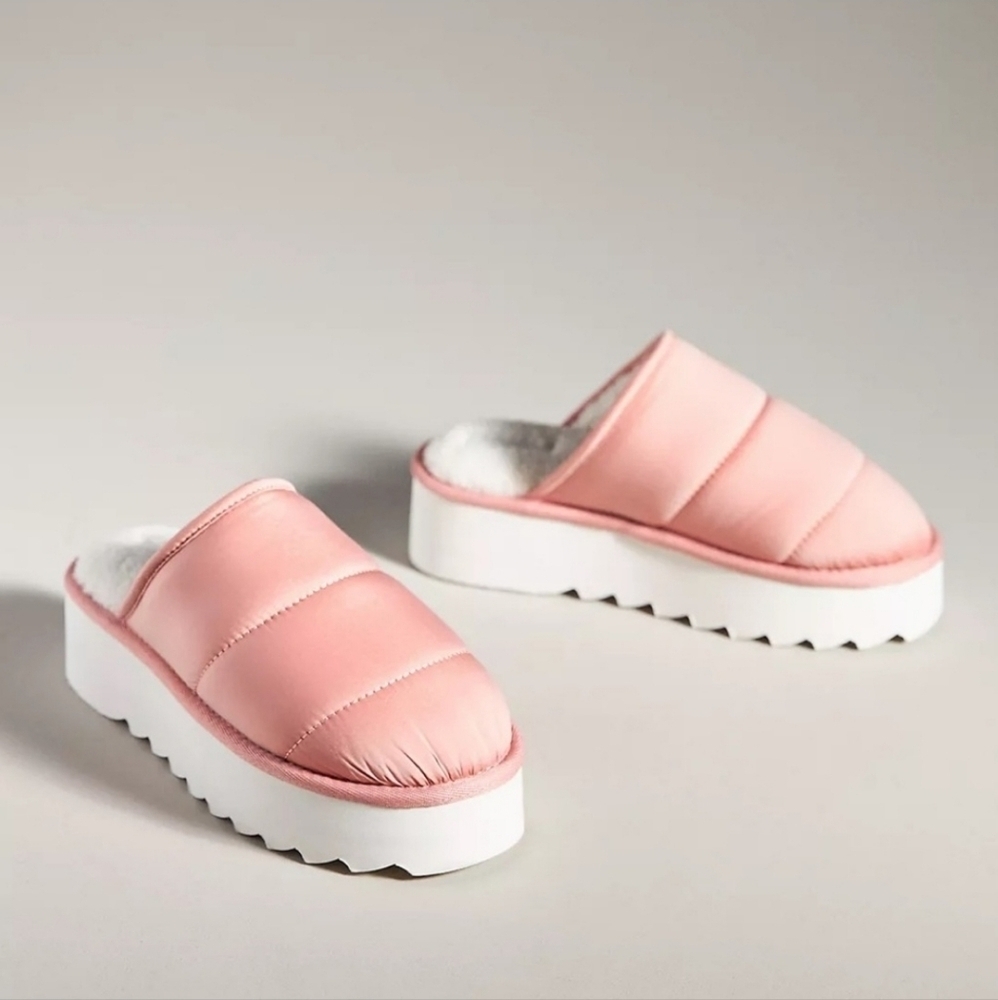 Anthropologie Maeve Pink Puffy Platform Slippers Size S 6/7